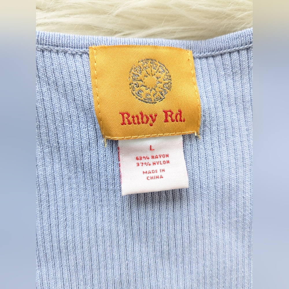 {Ruby Rd.} Periwinkle Beaded Women's Ribbed Tank - Picture 3 of 4